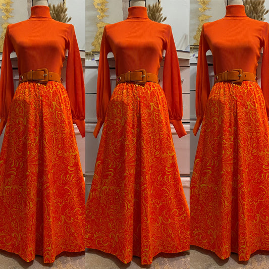 60's-70's High Rise Abstract Palazzo Pants (XS, 25"W)