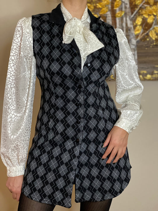 90's Diamond Sleeveless Mini Dress (M)
