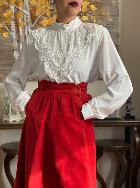 80's Edwardian Style Lace Blouse (M)