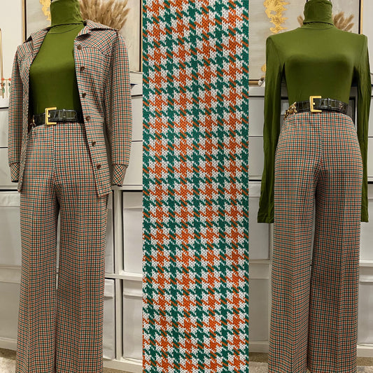 70’s 2-piece Set Houndstooth (Jacket shirt & High Rise Pants)