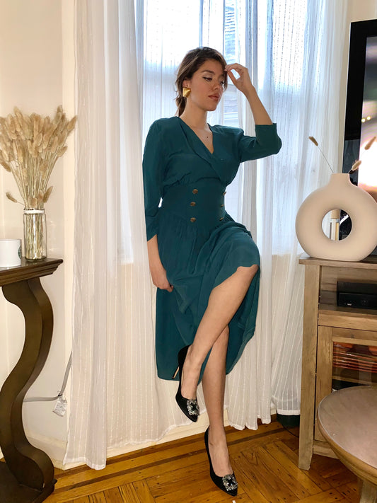 Vintage Long Sleeve Maxi Dress