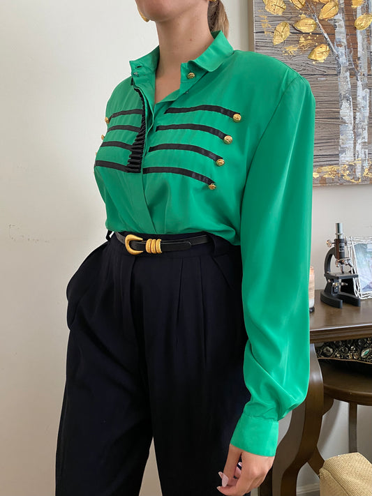 80's Military Long Sleeve Blouse
