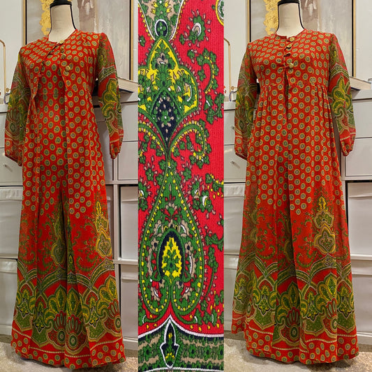 60's Psychedelic 2-Piece Set - Wide Leg Jumpsuit & Duster (S)