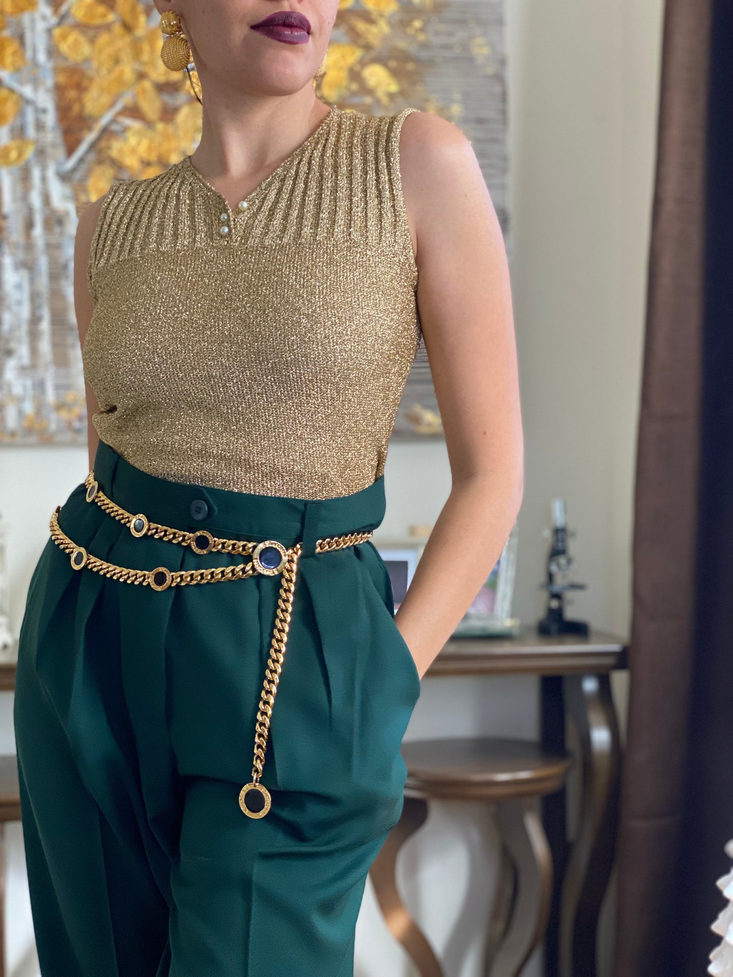 50's Metallic Sleeveless Top (S)