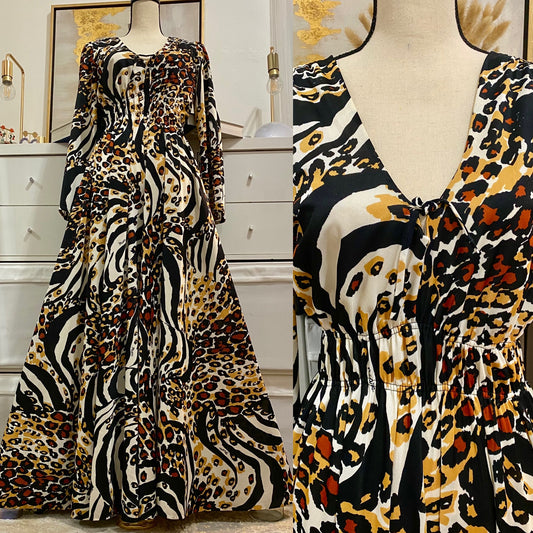 60s Mix Animal Print Palazzo Jumpsuit