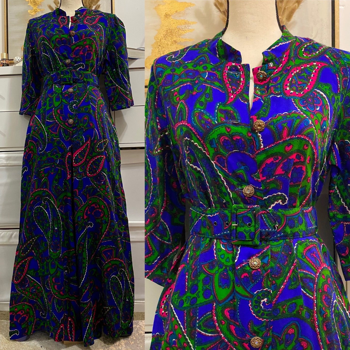 60's Psychedelic Wide Leg Palazzo Jumpsuit (XS-L)