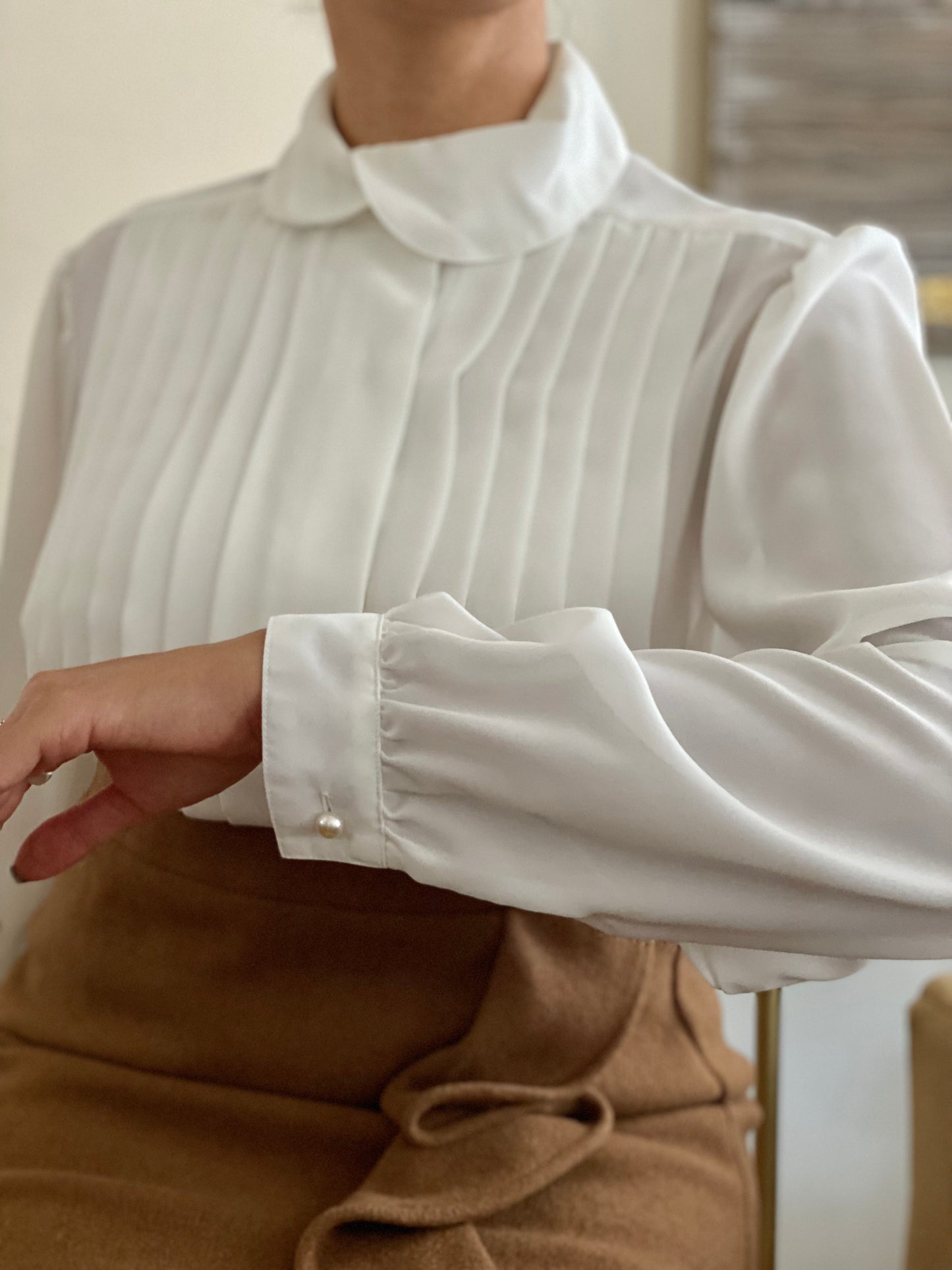 Pleated Long Sleeve Blouse