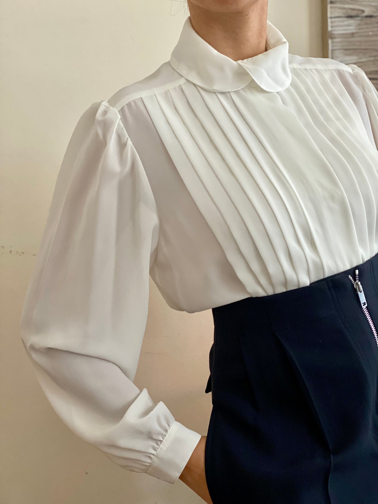 Pleated Long Sleeve Blouse