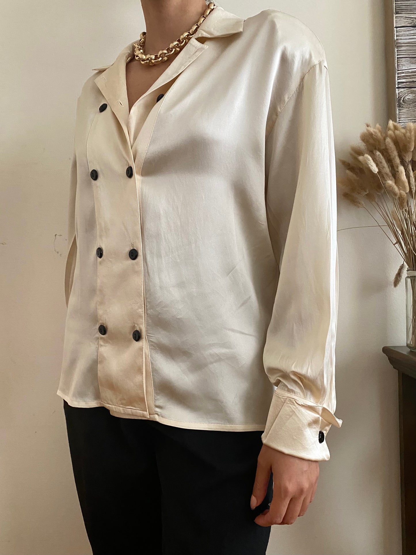 Silky long sleeve oversized blouse
