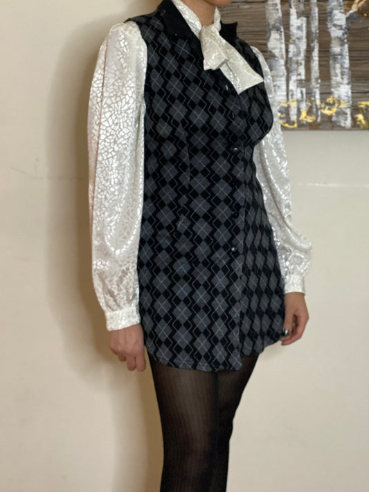 90's Diamond Sleeveless Mini Dress (M)
