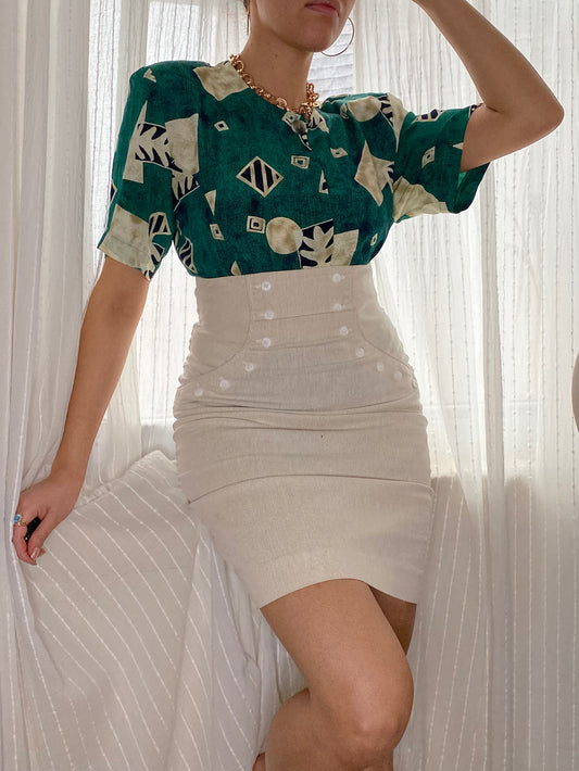 Abstract Pattern Short Sleeve Top - Vintage