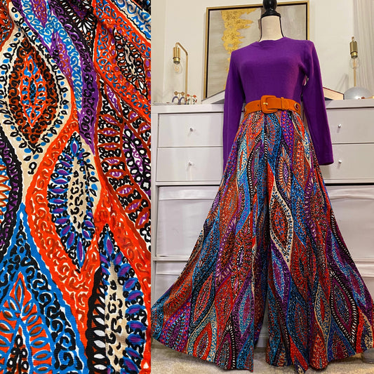 70s Colorful Psychedelic Jumpsuit Palazzo elephant ears playsuit (M-L)