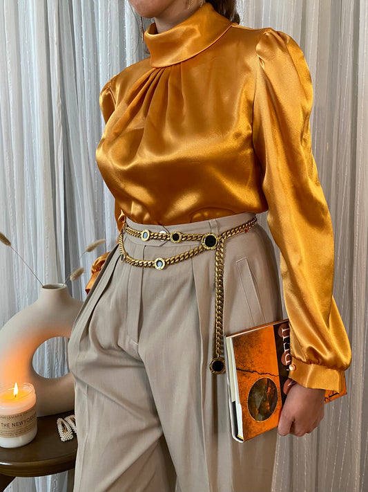 Liquid Satin High Neck Blouse