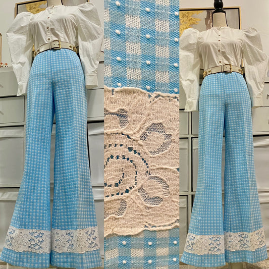 70’s High Rise Gingham Bell Bottoms (L-XL)