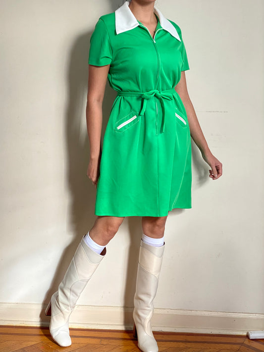 70’s Colorblock Mod Dress with Waist Tie (M-L)