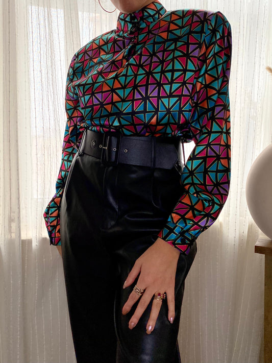 Colorful Geometric Print Long Sleeve