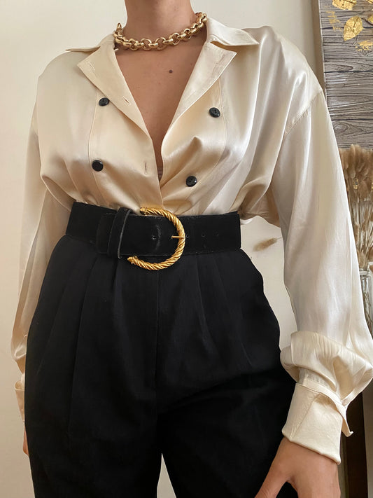 Silky long sleeve oversized blouse
