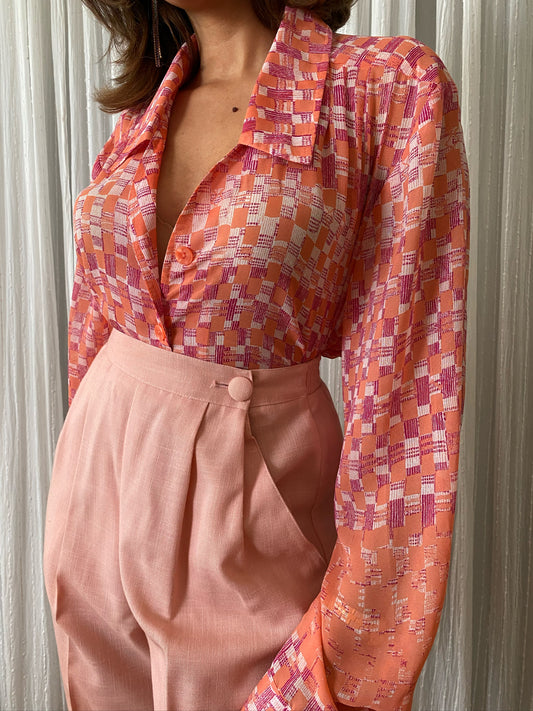 Abstract Long Sleeve Blouse