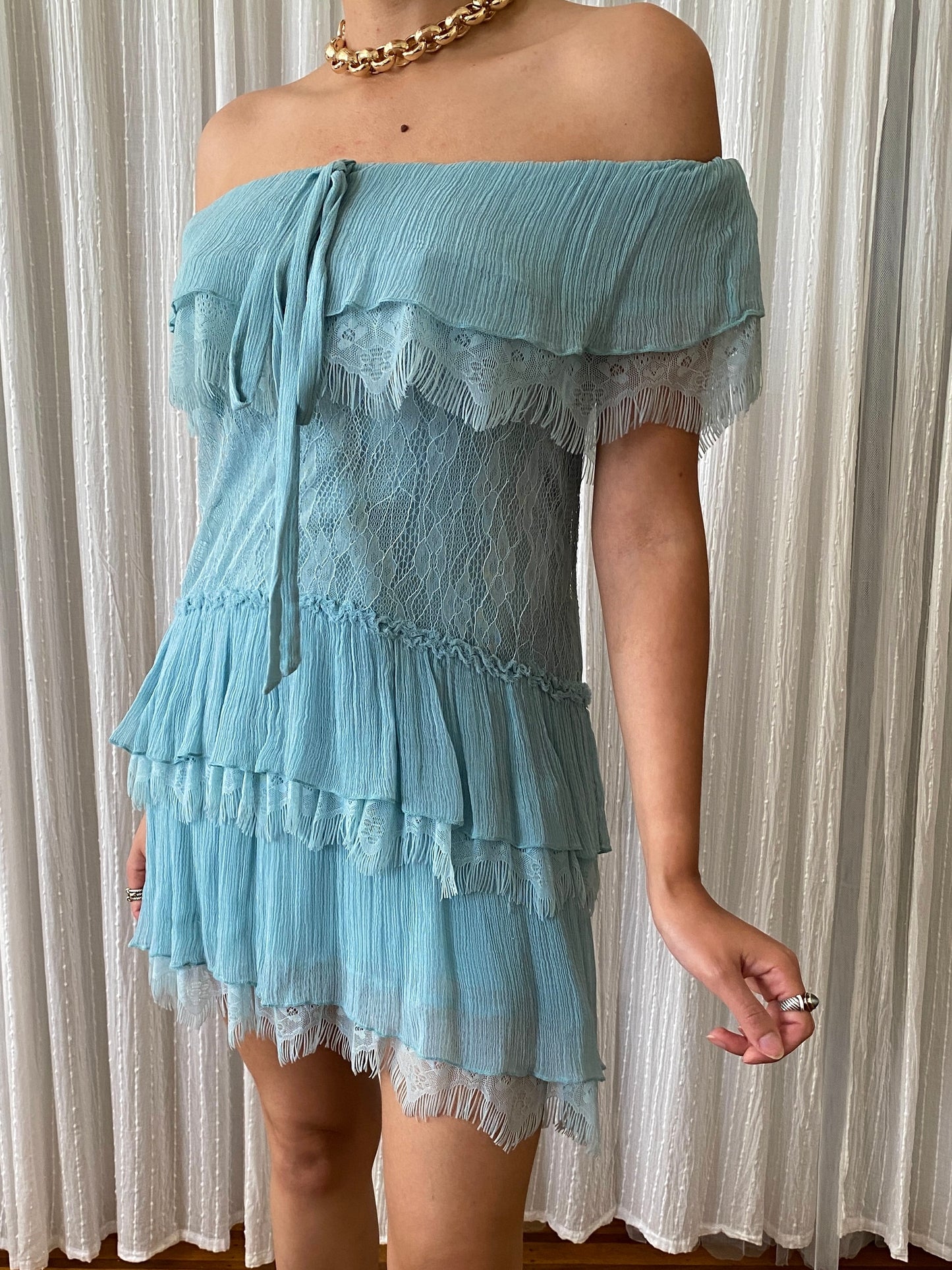 Ruffle off the shoulder dress