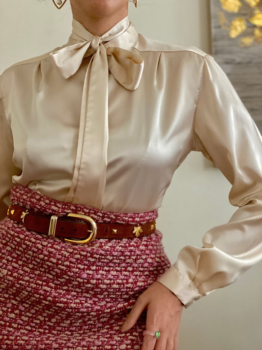 High Top with detachable pussy bow long Sleeve blouse