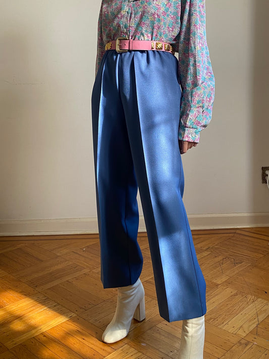 70's Elastic Waistband Pleated Trousers (S)