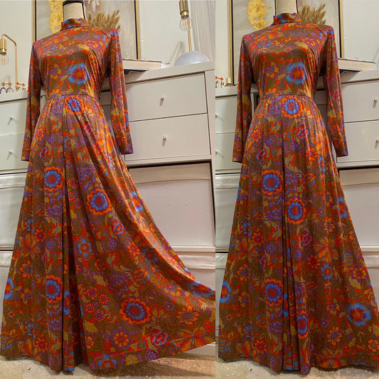 60s Floral Palazzo Jumpsuit (XS-S)