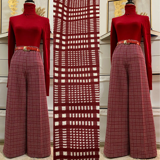 70's Glen Plaid High Rise Bell Bottoms (S-M)