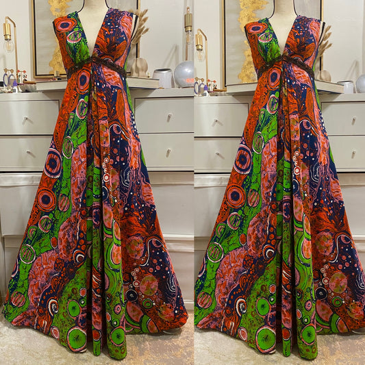 60's-70's Oil Spill Mega Palazzo Jumpsuit (M)