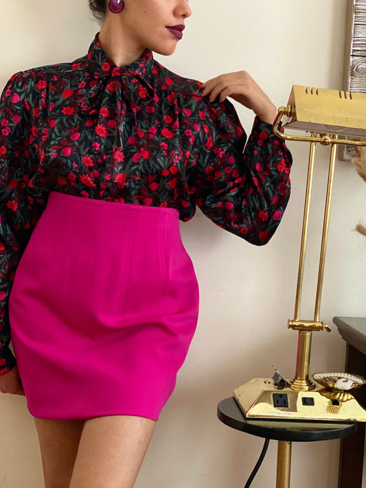 Floral Pussy Bow Long Sleeve Blouse (8)