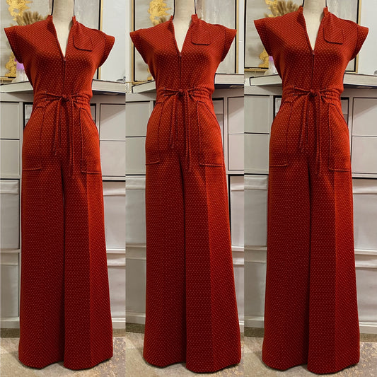 70's Swiss Dot Wide Leg Jumpsuit (S-M)