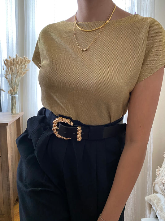 Gold Metallic Short Sleeve